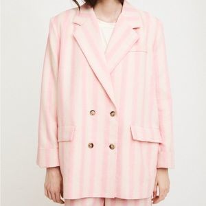 Pink oversized striped blazer
